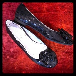 Black sequined flats